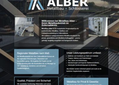 screenshot der website alber metallbau