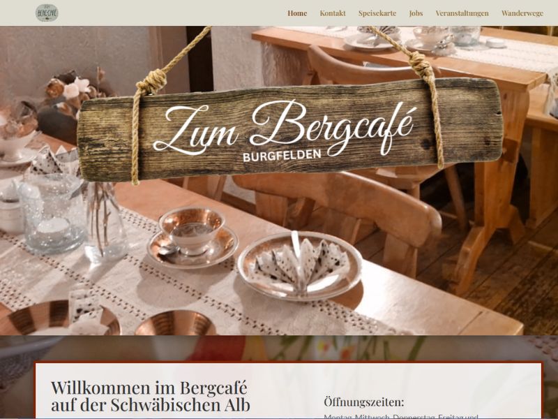 screenshot der website vom bergcafe in burgfelden